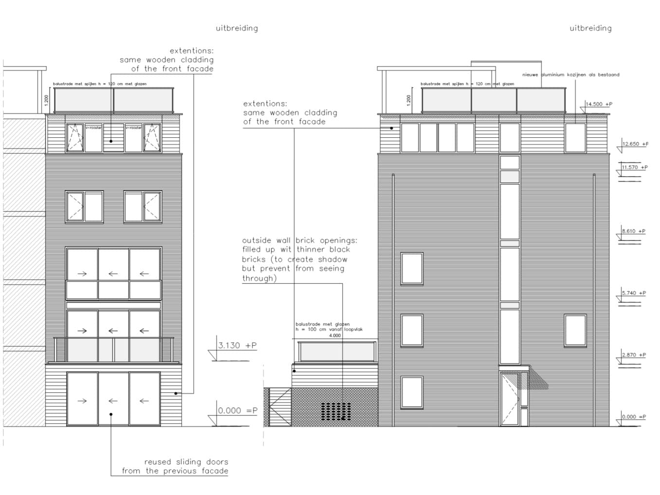 Dakterras op uitbouw Amsterdam